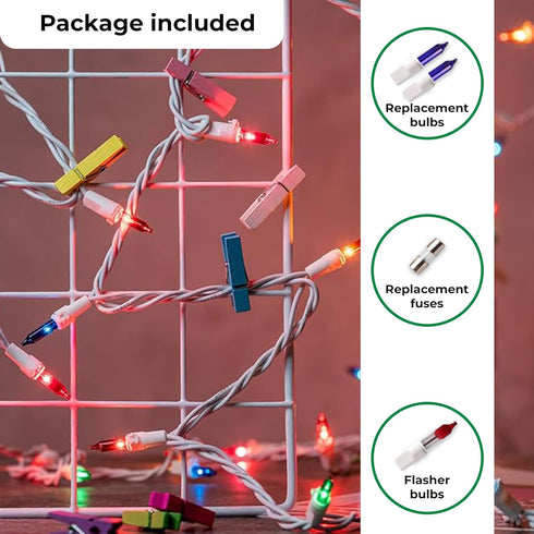 100 Count Multicolor Incandescent Christmas Lights White Wire String Light Indoor Outdoor Tree Garland Holiday Wedding