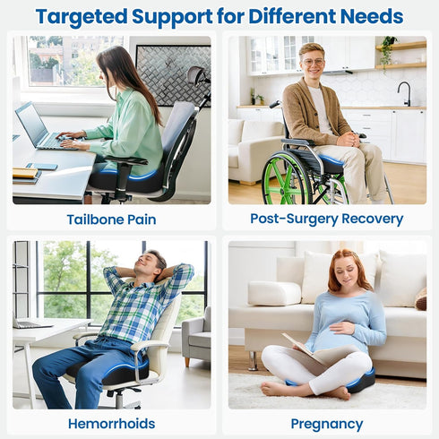 SweetSlubr Discomfort&Tailbone Large Donut Pillow Seat Cushion for Hemorrhoid Pressure, Office Chair Cushion for Long