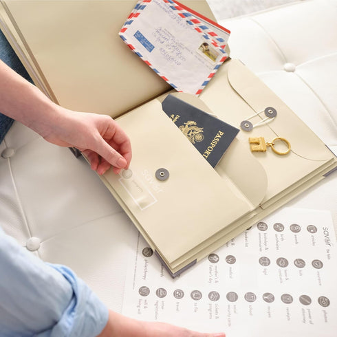 Savor Travel Keepsake Folio - Perfect Journal for Organizing Vacation Memories, Passports, Maps, Photos, Souvenirs