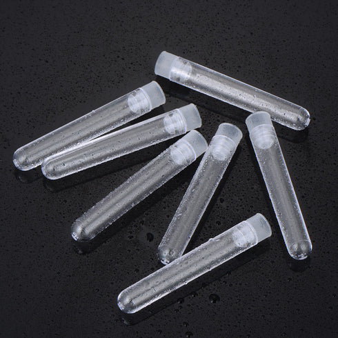Hicarer 50 Pieces Clear Plastic Test Tubes, 12 by 75 mm with Push Caps