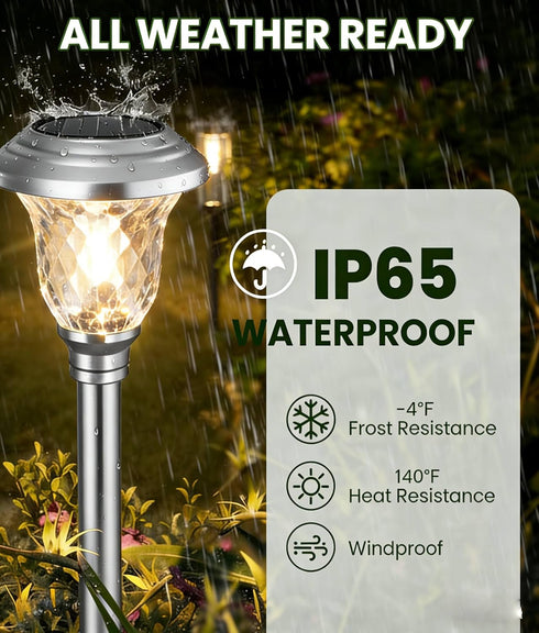 4 Pack 3 Beau Jardin Solar Pathway Lights White+ Color Changing Stainless Steel Mode Outdoor Multicolor Metal Solar