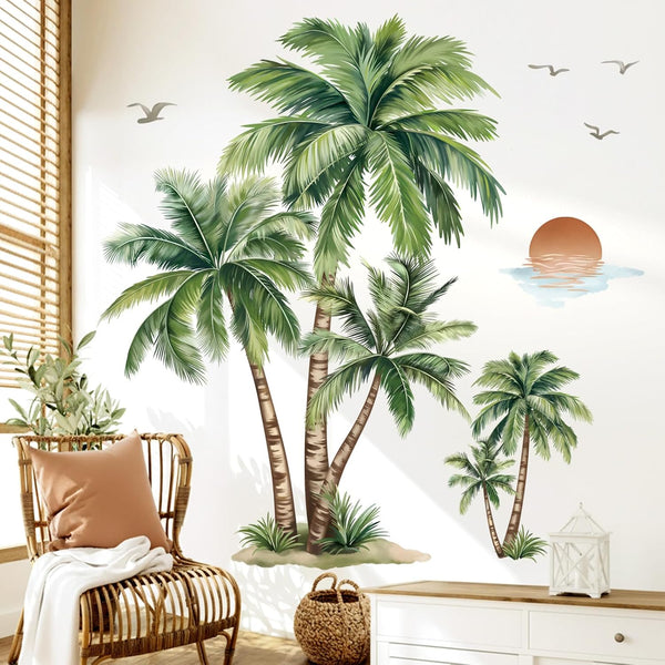 wondever Large Palm Tree Wall Stickers Tropical Plants Coconut Tree Peel and