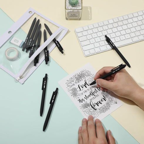 Mr. Pen Retractable Gel Pens, 10 Pack Black Ink, Fine Point 0.5mm, Aesthetic Pens for Journaling, Fast Dry