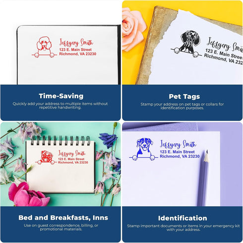 7/8 2-1/4 Adorable Peeking Pitbull Self-Inking Return Address Stamp for Cards, Letters & Envelopes | Custom