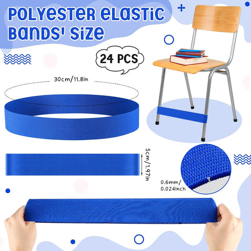 Honoson 24 0.6mm Pcs Chair Bands for Kids with Fidgety Feet Stretchy Resistance Latex Fidget Chair Bands Flexible