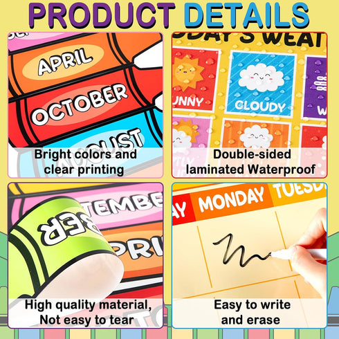Set Colorful Crayon Calendar Bulletin Board Crayons CTP Bulletin Board Calendar Seasons Weather Chart Crayon Classroom