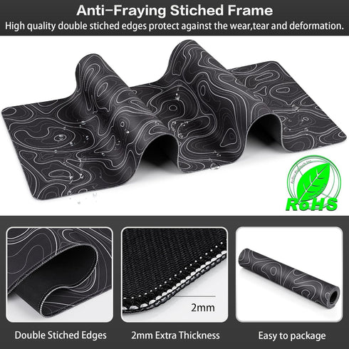 Canjoy Gaming Mouse Pad, Topographic Contour 35.4x15.7inch Large Extended Mouse Mat for Office, Home, Keyboard Full Desk