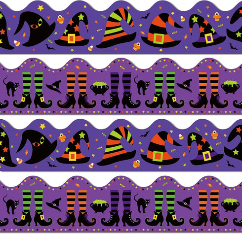 Whaline 69Ft Hocus Pocus Witch Bulletin Board Borders, 60Pcs Halloween Stickers for Classroom
