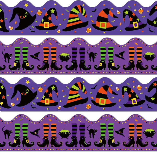 Whaline 69Ft Hocus Pocus Witch Bulletin Board Borders, 60Pcs Halloween Stickers for Classroom