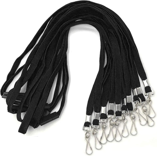 Beebel Breakaway Lanyards, Black Neck Straps with Swivel J Hook for Badge ID Card Holder