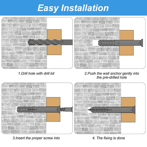 Abizarch Accessories(240PCS) Drywall Anchor Screw Kit Firmware Self Drilling Screws Bolt Plug for Installing Electrical