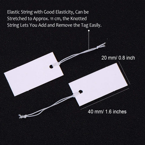 Shappy 300 Pcs White Price Display Tags, 0.8 x 1.58 Inches, Marking Labels with Elastic String