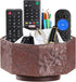Remote Control Holder - Swivel Desk Organizer for Living Room, Leather Bedside Storage Caddy for Controllers