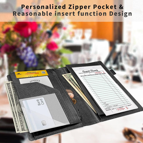 SDDFRHGH Book,5x9 Inch Server Book,Waitress Server Books for Waitress & Waiter, Cute PU Leather Serving Book Guest