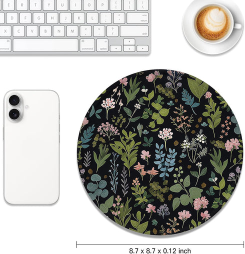 Auhoahsil 8.7 8.7 3mm, Round Mouse Pad, Cute Small Computer Mouse Mat, Personalized Pattern, Stitched Edge, Non-Slip