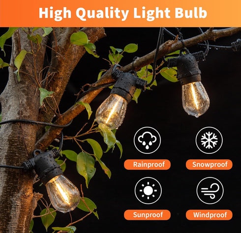 ALAMPEVER LED String Light Bulbs, E26 Outdoor Replacement, 24 Pack, 5W, 2200K Warm White, Non-Dimmable