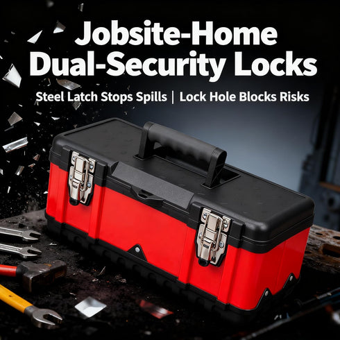 15.5 Inch Jack Boss Steel Tool Box Small Portable Tool Organizer Box with Built-in Short Non-slip Handle Car Box