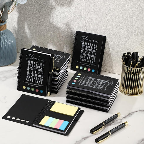 Jetec 25 Sets Team Employee Appreciation Gifts, Inspirational Spiral Notebooks with Ballpoint Pens for Boss Coworker