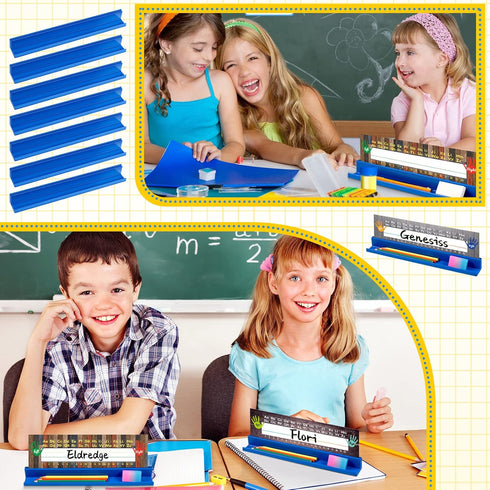 PerKoop Classroom Desk Name Plates Holder, Index Cards Storage Kids Desk Accessories Desktop Helper Prop and Park