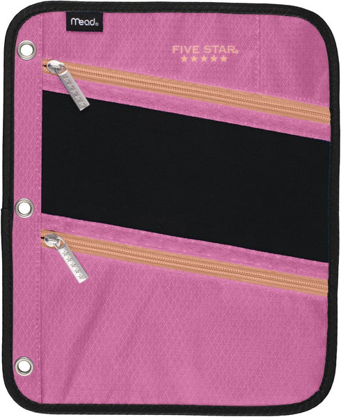 Five Star Pencil Pouch, Zipper Pen Case Fits 3 Ring Binder, Pink/Coral (50642CD8)