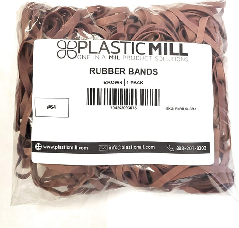 PlasticMill Brown Rubber Bands Size 64 (3 1/2" x 1/4") - Thick, Elastic Rubber Bands for Tie Dyeing, Cash Bundling