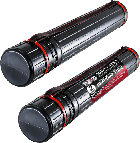 U.S. Art Supply Large Telescoping Drafting Tube (Pack of 2) - Expands 30-1/4" to 47-3/4", with Shoulder Strap