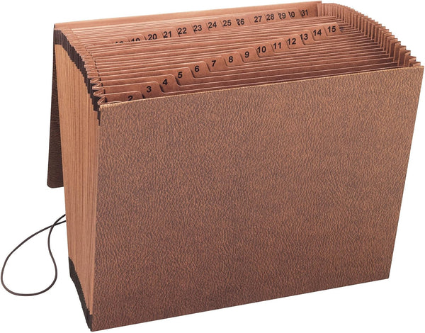 Smead TUFF Expanding File - 31 Pockets, Daily (1-31), Letter Size, Flap and Cord Closure, Redrope (70367)