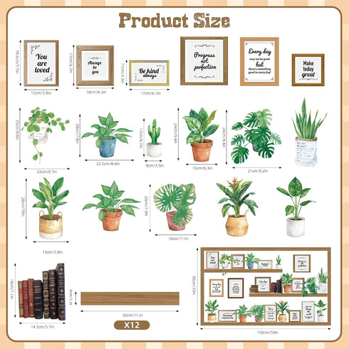 Set Bookshelf Bulletin Board Back to School Plant Motivational Classroom Decoration Reading Poster Potted Plant Back