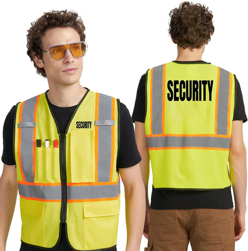 AK A-KSAFETY A-KSAFETY High Visibility Security Vest for Security Guards, Safety Workers, Construction &