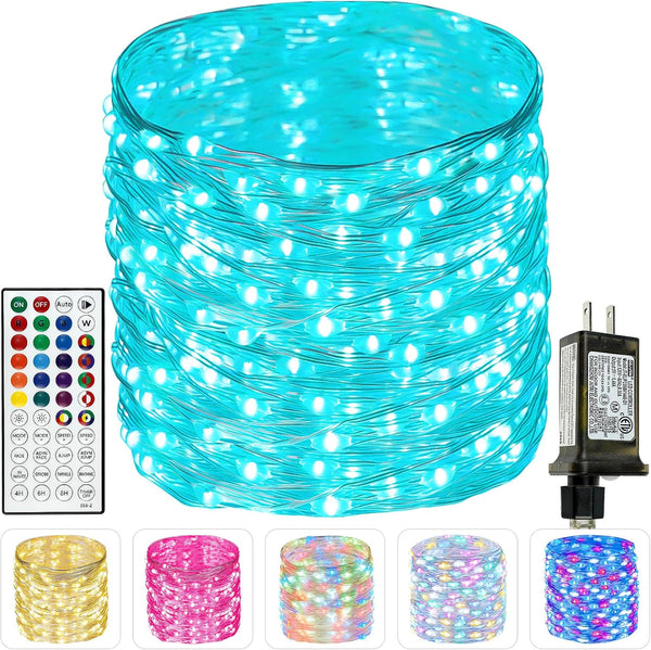 66Ft 200 LED RGB Color Changing 4th of July Fairy Lights Plug