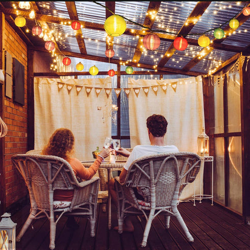 Fairy Lantern String Lights, Waterproof Connectable Hanging Light Plug in Multicolor for Indoor Outdoor Use