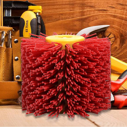 Abrasive Nylon Wire Drawing Wheel Drum Brushes, 80 Grit 120x100mm Polishing Tool for Wood Furniture