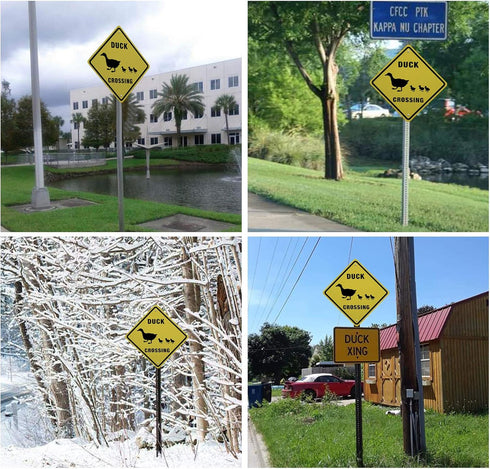 GLOBLELAND Duck Crossing Sign, 10x10 inch Aluminum Caution Sign, UV Protected Reflective Waterproof