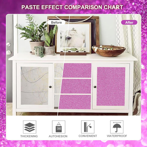 Amiya Purple Glitter Vinyl Contact Paper, Self Adhesive Sparkly Stick and Peel Wallpaper for Bedroom, Living Room