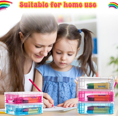 Suzile 25 Pcs Plastic Crayon Boxes with Snap Lids, Stackable Crayon Organizers for Art Crafts and Office Supplies
