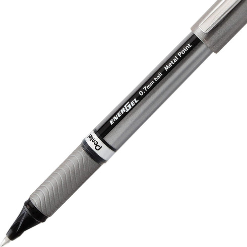 Pentel BL27A EnerGel NV Liquid Gel Pen, .7mm, Black Ink, Gray Barrel, Dozen