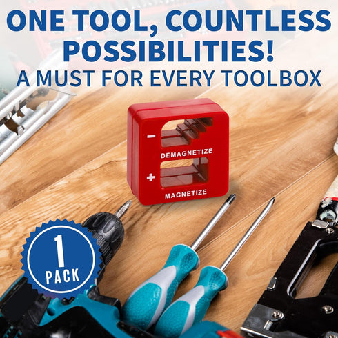 Demagnetizer and Magnetizer - Red for Screwdrivers, Bits, Small Tools, and Precision Construction