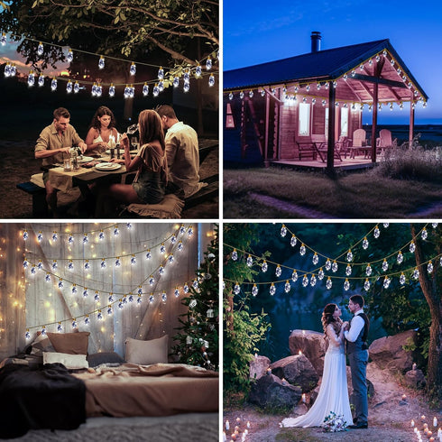 24Ft 20 Bulbs,Solar 8 Solar Outdoor String Lights Vintage Hemp Rope Solar Lights with Shatterproof Powered Patio String