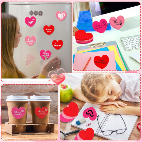 Roowest 600 Sheets Valentines Day Heart Sticky Notes, Heart Notepads, Self Stick Notepad Memo Colorful Sticky Pad for