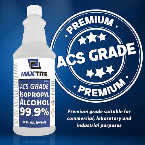 MaxTite 99.9% Isopropyl Alcohol ACS Reagent Grade (32 fl oz) - High Purity Premium ACS Reagent Lab Grade - Made in USA