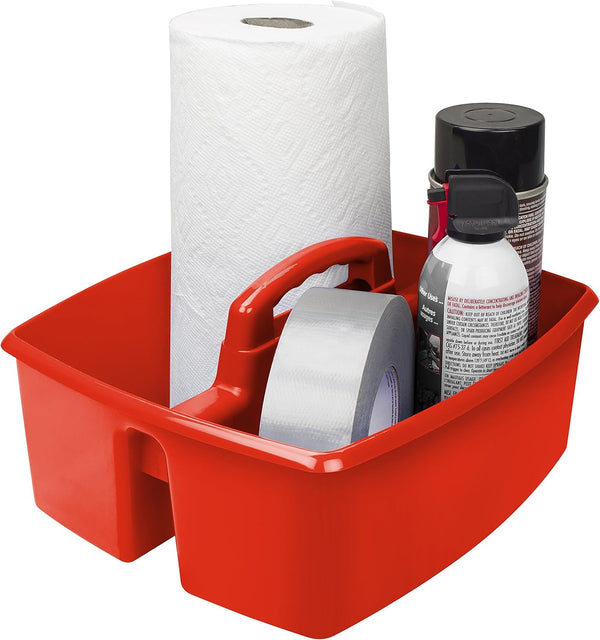 Storex Large Classroom Caddy, 13 x 11 x 6.575 Inches, Red, Case of 6