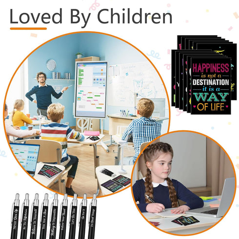 Yeaqee Motivational Pens Notepads Gifts Set, 72 Pcs, Inspirational Quote Pen & Mini Journal