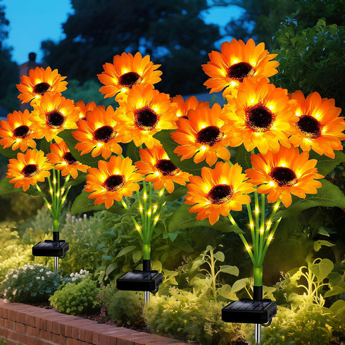 Solar Sunflower Lights Outdoor Garden Decor, Solar Flowers Lights with 18 Sunflowers,