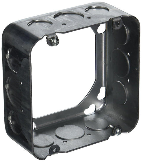Raco 262 Square Extension Ring, Drawn, 4-11/16", 2-1/8" Deep with Eight 1/2 and Four 3/4" KO's