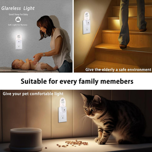 Cute Koala Mom and Baby Night Lights Plug into Wall for Girls Boys Room,Night Light LED Lamp Dusk to Dawn Sensor Round