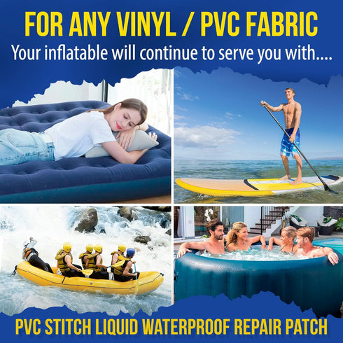 PVC Stitch Heavy Duty Repair Kit for Air Mattresses, Waterbeds, Hot Tubs, Pools, Bouncy Houses, and More