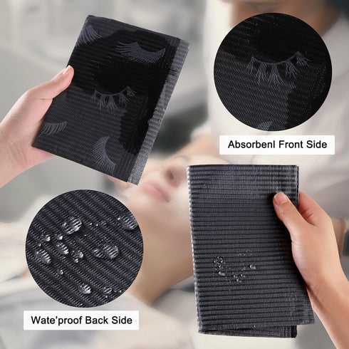 Pack 125, 3-Ply 13 18, Lashing Dental Bibs Disposable of Lash Pillow Cover of Lash Supplies, Blue Paper Poly Waterproof