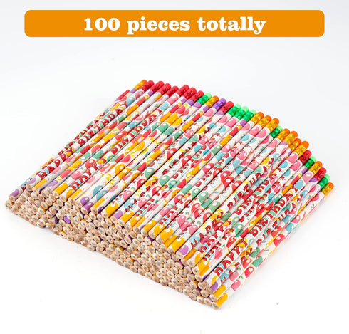 Kolewo4ever 100 Pcs Happy Birthday Pencils Colorful Printed Birthday Pencils for Students Happy Birthday Teacher Pencils Classroom with Top Erasers for Kids Birthday Party Supplies Favors (100)
