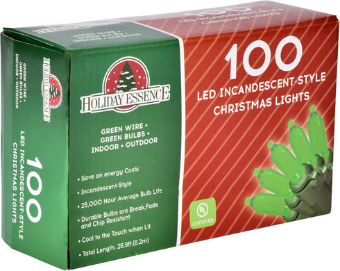 Holiday Essence 100 LED Green St Patrick's Day Christmas String Lights - 26.9 Ft for Indoor and Outdoor
