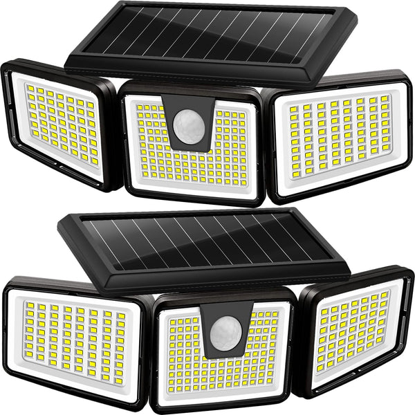 AmeriTop Solar Lights Outdoor, 2 Pack 233 LED High Brightness Cordless Solar